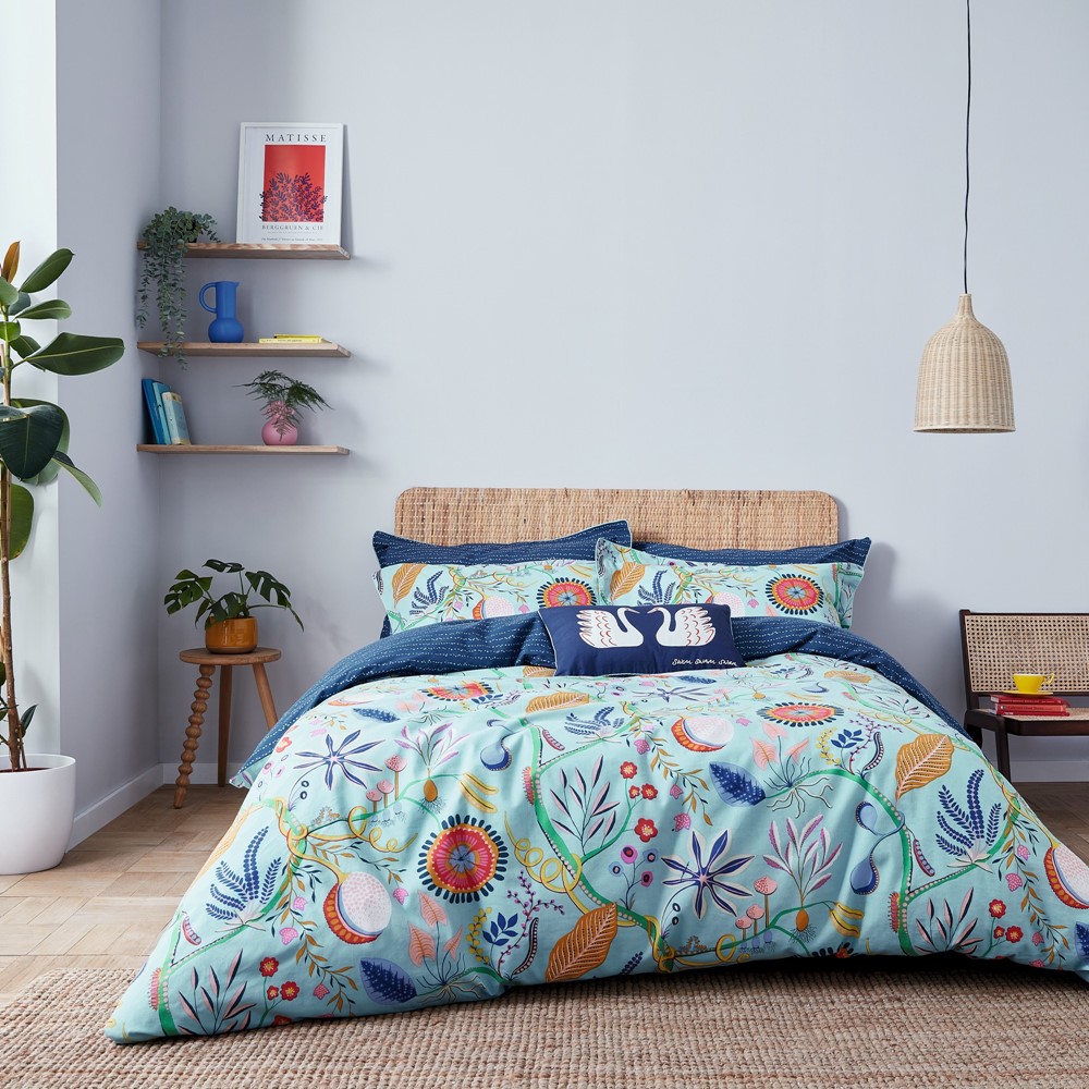 Jackfruit & the Beanstalk Bedding by Scion in Sky Blue